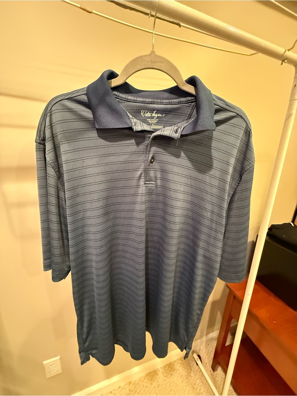 Walter Hagen Blue Striped Short-Sleeve Polo
